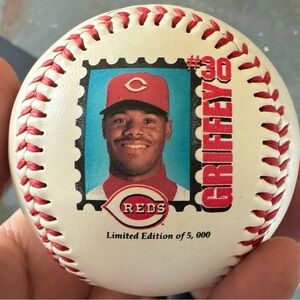 Ken Griffey Jr. Reds Commemorative Baseball - White/Red/Blue